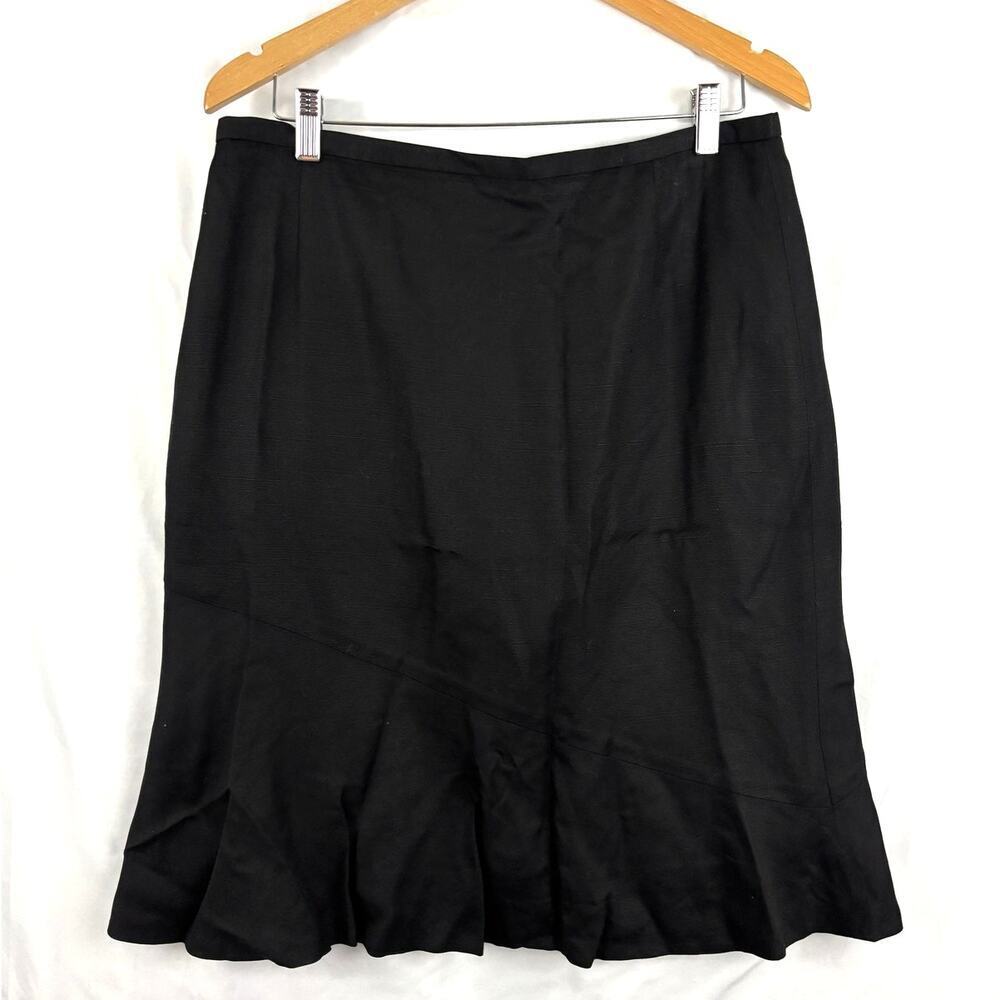 Vintage Barry Bricken Black Linen Skirtβ Sz 14 Lined Tulip